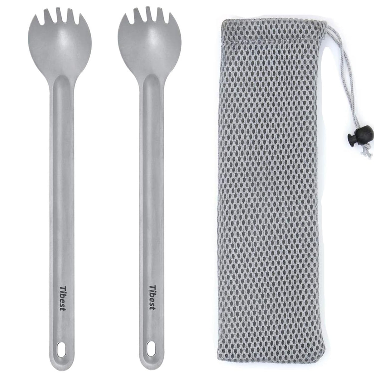 Titanium Ultra-Light Long Handled Camping Spork Set