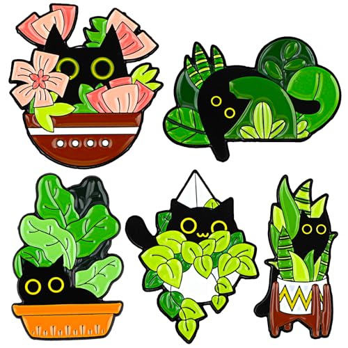 Mabor 5pc Whimsical Cat Enamel Pin Set