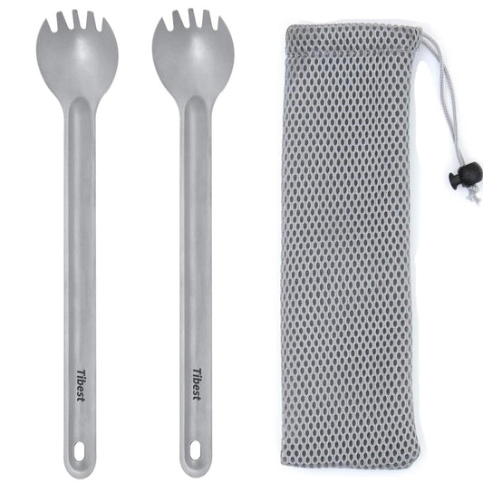 Titanium Ultra-Light Long Handled Camping Spork Set